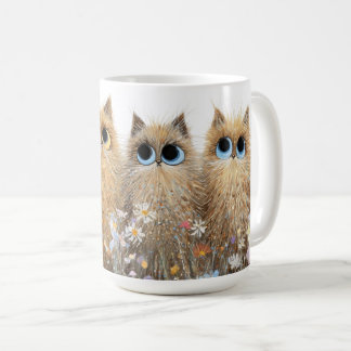 Café Taza de cerámica - Gatos adorables y flores