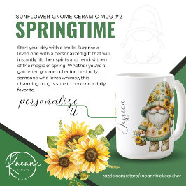 Café Taza de cerámica Gnome #2 Girasol de primavera