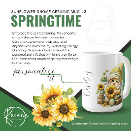 Café Taza de cerámica Gnome Girasol de primavera #3