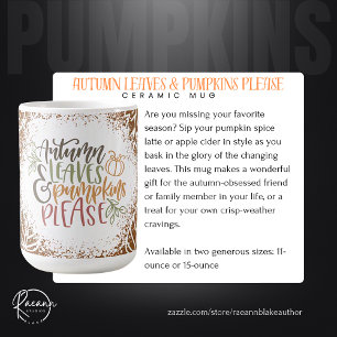 Café Taza de Cerámica Hojas de Otoño y Calabazas Por Fa