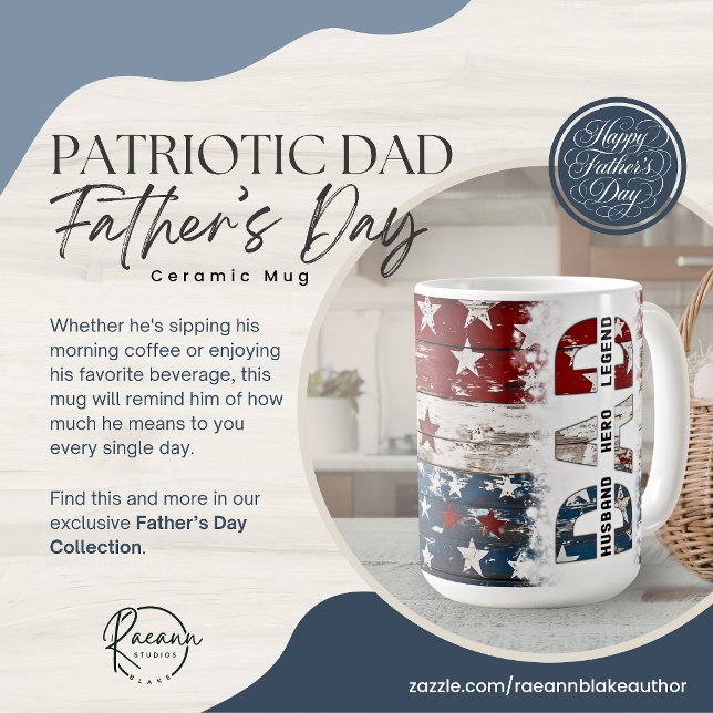 Café Taza de cerámica para el Día del Padre Patriótico  (Subido por el creador)