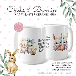Café Taza de cerámica Pascua feliz de pollitos y coneji