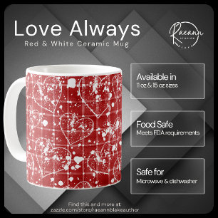 Café Taza de cerámica roja y blanca siempre con amor