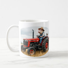 Café taza de cerdo en tractor