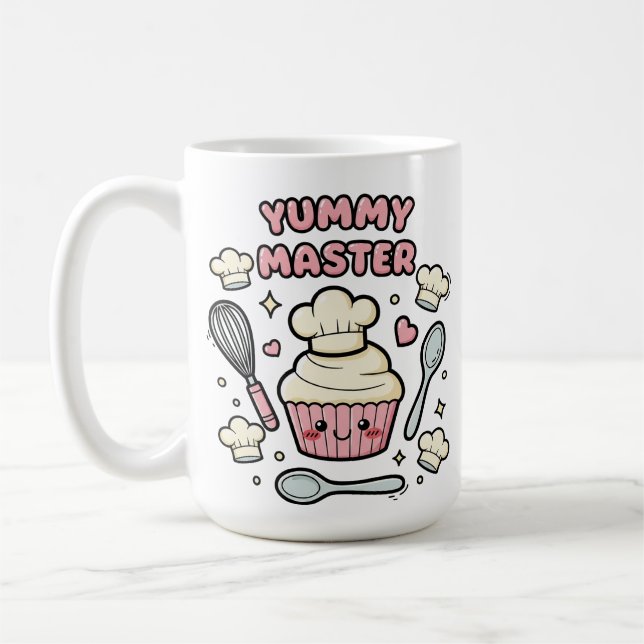 Café Taza de Chef de Cupcake Kawaii Adorable (Izquierda)