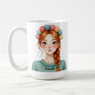 Café Taza de chica personalizada de lana e hilado