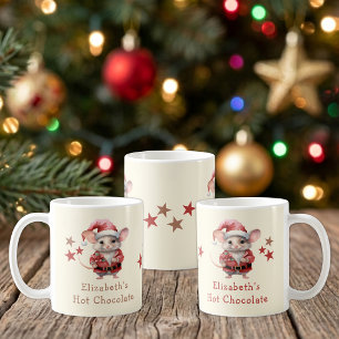 Café Taza de chocolate caliente navideño con nombre de
