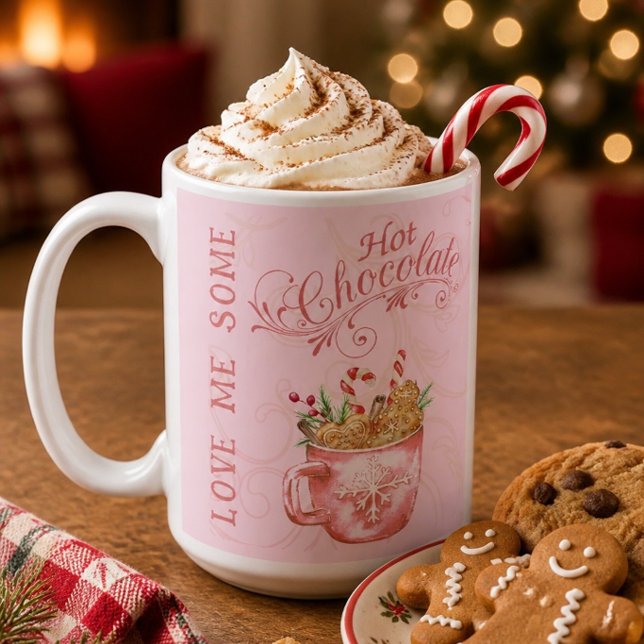Café Taza de chocolate caliente rosa de Navidad (Subido por el creador)