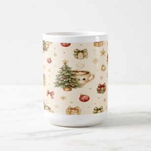 Café Taza de chocolate caliente sonriente y árbol de Na