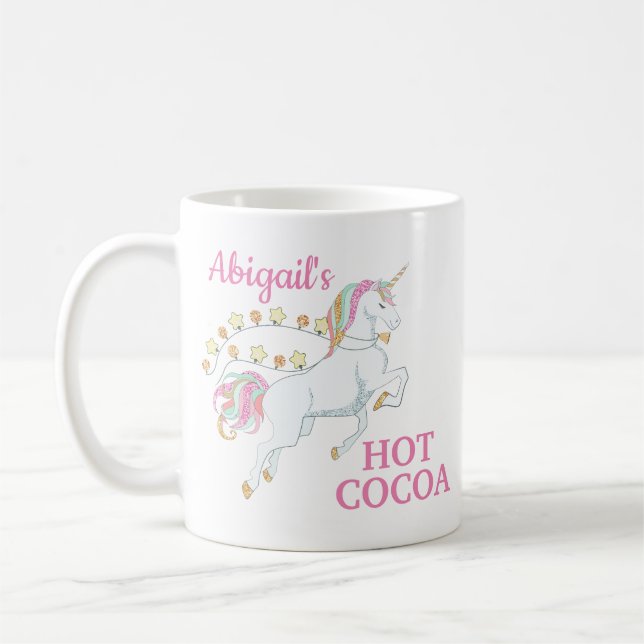 Café Taza de Chocolate Caliente Unicornio Rosa Blanco (Izquierda)