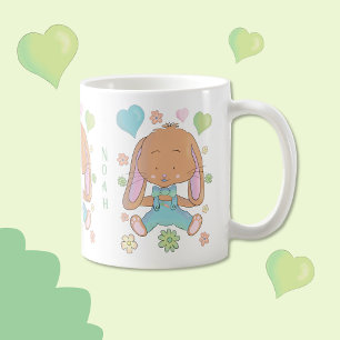 Café Taza de Cocoa de Pascua Lindo Conejito con Nombre 