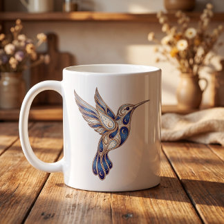 Café Taza de colibrí celestial Luxury Line Art