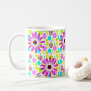 Café Taza de Colores Brillantes Florales