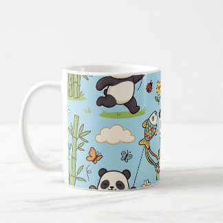Café Taza de cometa de panda - Patrón lindo de jardín d