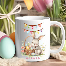 Café Taza de conejo de Pascua con nombre personalizado