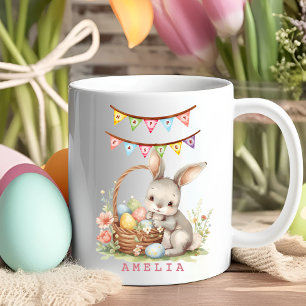 Café Taza de conejo de Pascua con nombre personalizado 