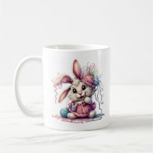 Taza de conejo de punto adorable – Conejo amante d