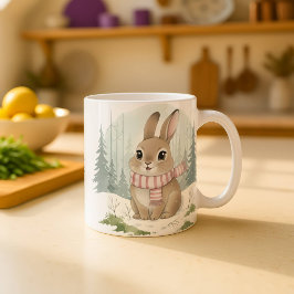 Café Taza de conejo linda acuarela invierno conejo Navi