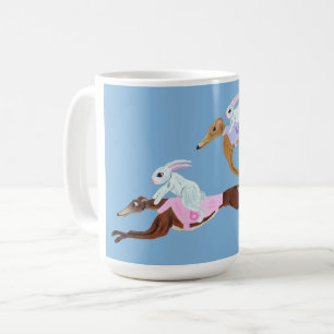 Café Taza de conejos montando Galgos