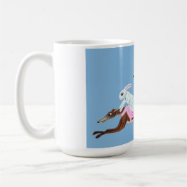 Café Taza de conejos montando Galgos