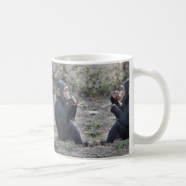 Café Taza de consumición doble de los chimpancés del (Derecha)