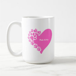 Café Taza de corazón con patas de gatita rosa para muje