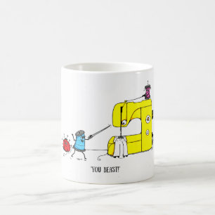 Café Taza de costura del dibujo animado del humor