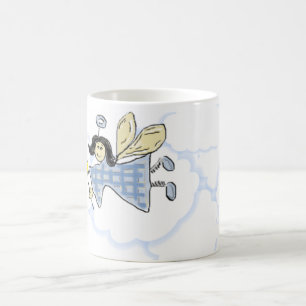 Café Taza de cuadros azules de hada caprichosa