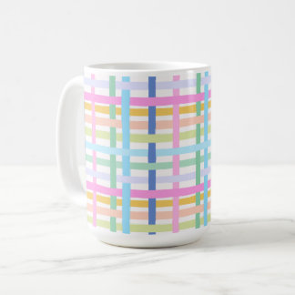 Café Taza de cuadros de arcoíris brillante - Pastel col