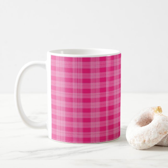 Café Taza de Cuadros Rosas (Con donut)