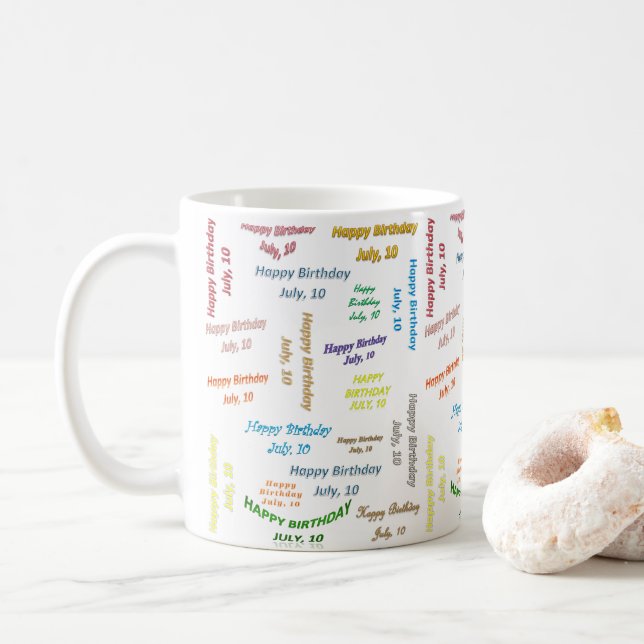 Café Taza de cumpleaños 10 de julio (Con donut)