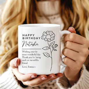 Café Taza de Cumpleaños con Letra Floral Personalizada 