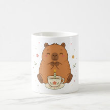 Taza de cumpleaños de carpincho con vela