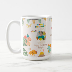 Café Taza de cumpleaños de dinosaurio – Foto personaliz
