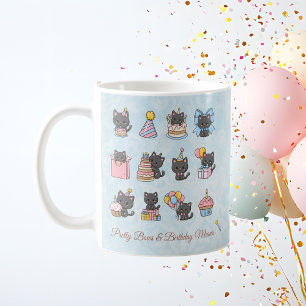 Café Taza de cumpleaños de gato negro Kawaii   Cumpleañ