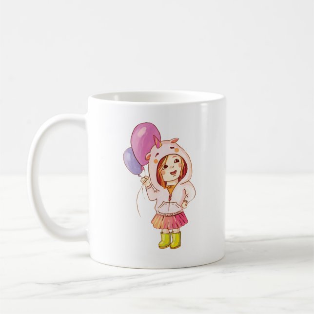 Café Taza de cumpleaños de niña unicornio divertida (Izquierda)