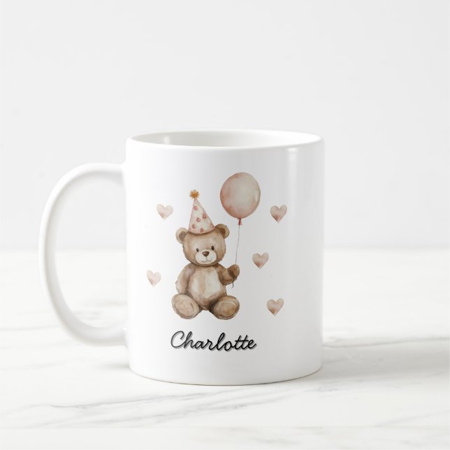 Café Taza de cumpleaños de oso de peluche personalizada (Izquierda)