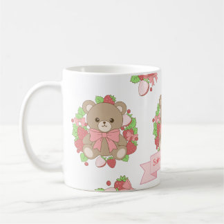 Café Taza de cumpleaños del oso de fresa lindo