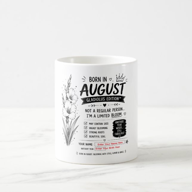 Café Taza de cumpleaños personalizada de gladiolos de a (Centro)