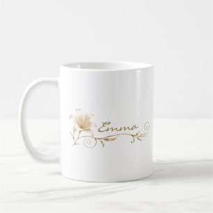 Café Taza de dama de honor Champagne Gold Lily Nombre
