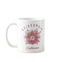 Taza de dama de honor con nombre personalizado Flo