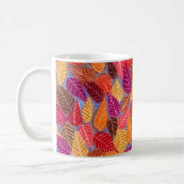 Café Taza de dibujo de hojas de follaje de otoño con lá
