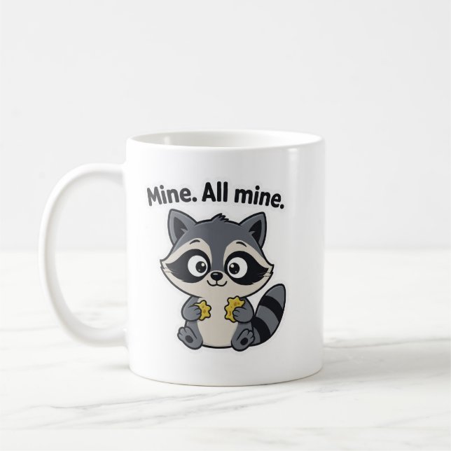 Café Taza de dibujos animados con meme de mapache travi (Izquierda)