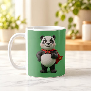 Café Taza de dibujos animados de arcilla de héroe panda