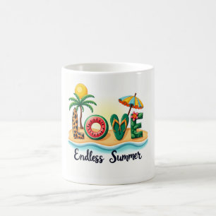 Café Taza de dibujos animados de elementos de verano de