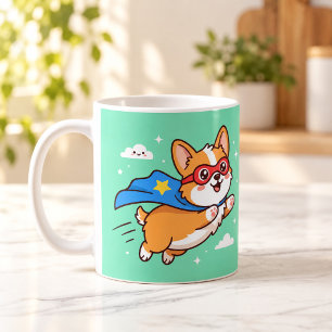 Café Taza de dibujos animados de vuelo del superhéroe C