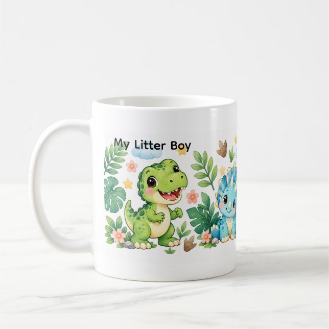Café Taza de dinosaurio kawaii editable (Izquierda)