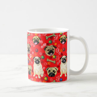 Café Taza de diseño de Pug rojo