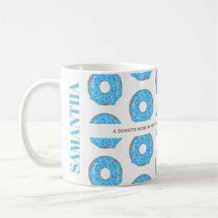 Café Taza de donut azul con nombre y cita
