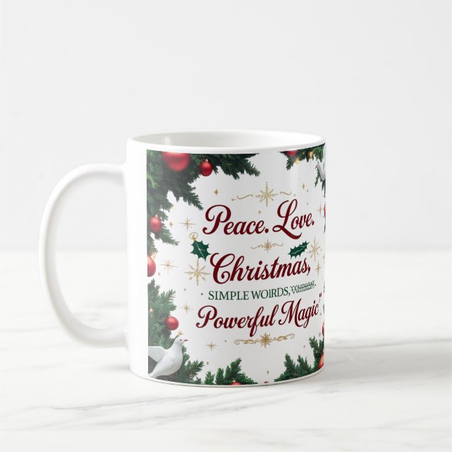 Café Taza de dos tonos de Paz Amor Navidad (Izquierda)